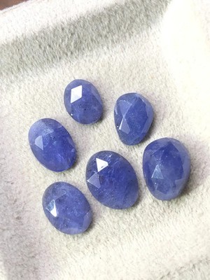 Rose Cut Tanzanite Gemstone Lot: Flat Back, Blue Violet, 6 Piece