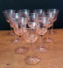 10 Vintage Pink Depression Glass Sherry/Cordial Glasses Stemware Set 4½" ~ 1½ oz