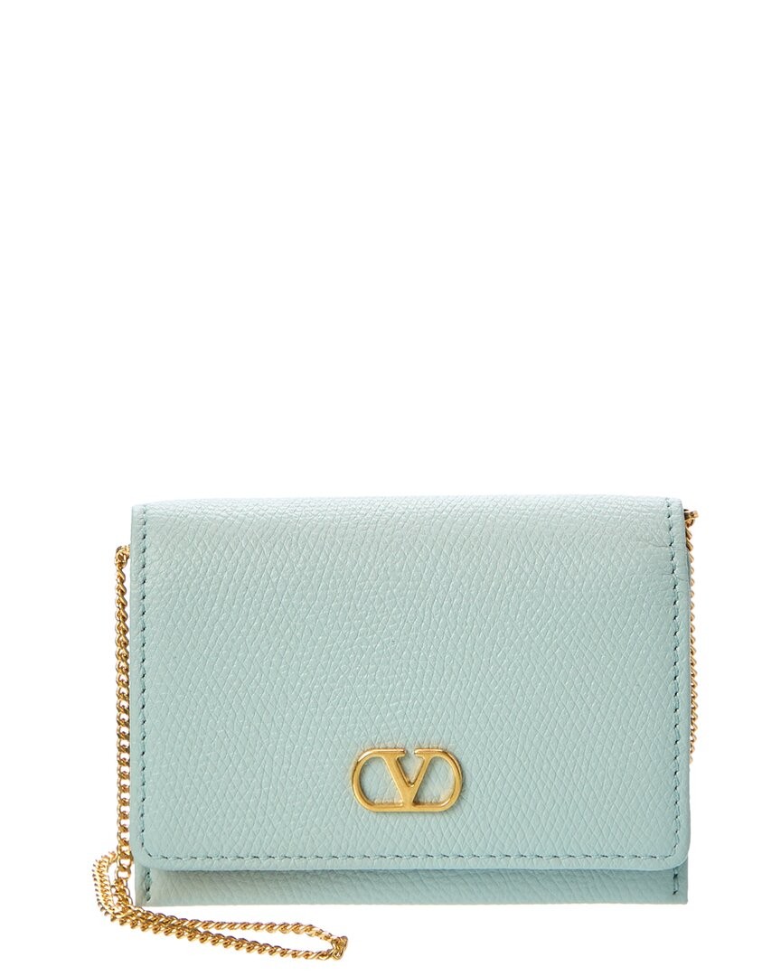 Кожаный держатель для карт Valentino Vlogo Женский серый 105690₽