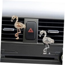 2PCS Bling Car Dashboard Air Vent Trim Clips, Crystal Rhinestone Car Flamingo