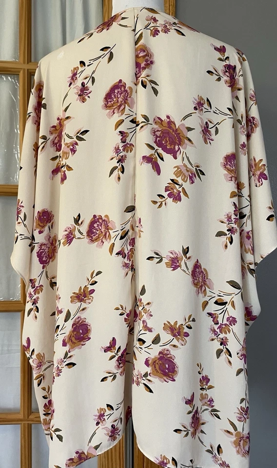 Maurices Floral Chifón Natación Cubrimiento Mujer OS Frente Abierto Cuadrado Rosa Playa Boho Foto 4 de 4