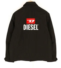 DIESEL J-Coal-New Print Men's S Black Coated Jacket Padded Polo Snap Buttons