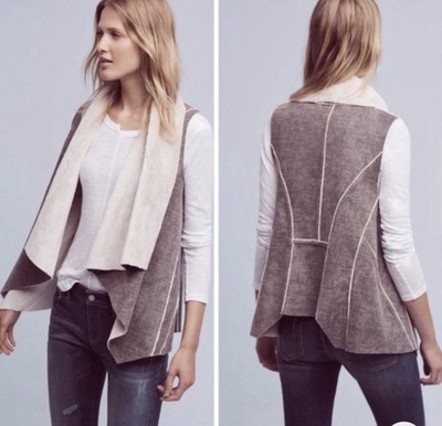 Anthropologie AMADI Kady Faux Fur Suede Sherpa Lined Vest Size XSmall