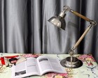 Brushed Chrome Desk Lamp with Wooden Arm – Industrial Home Office Light