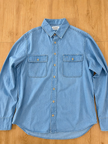 Taylor Stitch The Ledge Shirt Mens 38 M Sun Bleached Chambray Organic Cotton