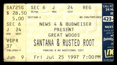 Santana & Rusted Root 1997 Jul 25 Ticket stub Mansfield MA Great Woods *TS101 - Image 1 of 2