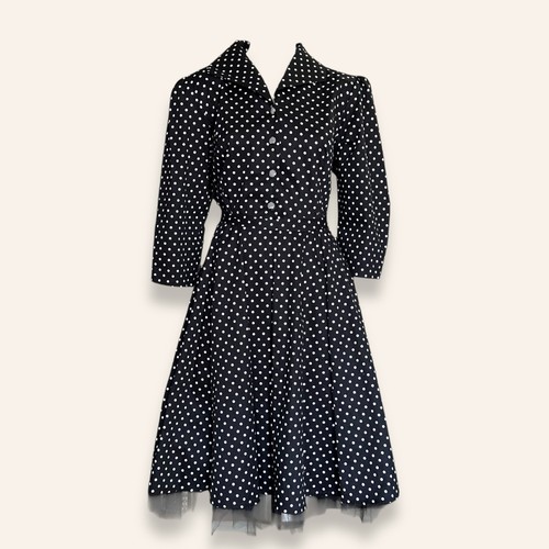 Heart & Rose schwarz weiß gepunktetes Pin Up Rockabilly Kleid Gr. 14