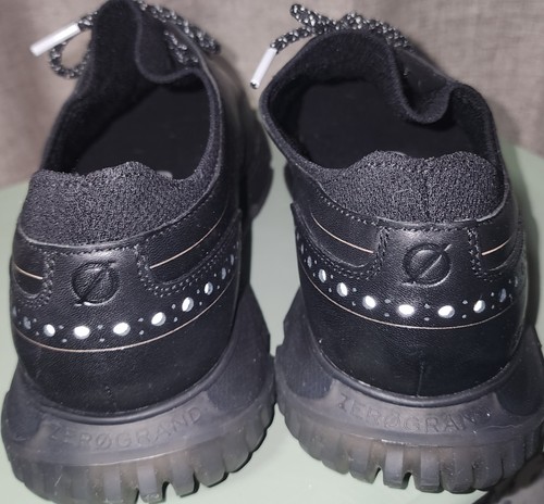 Cole Haan 4.ZerøGrand Men’s 9M Black Leather Oxford Sneakers Knit Collar WFA New - Picture 4 of 11