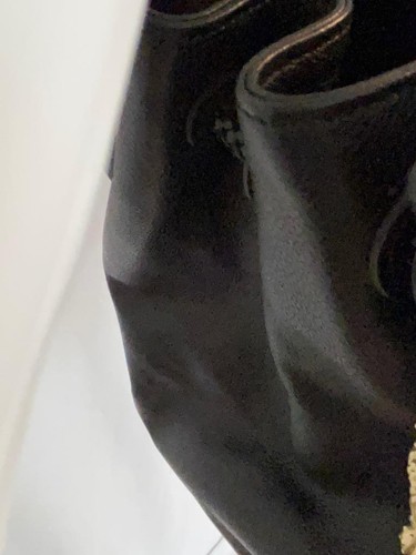BARRY KIESELSTEIN-CORD Black Pebble Leather Tote Bag Frog Ladybug Gold Charm - Picture 7 of 12