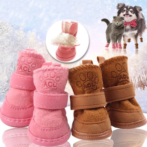 Winter Warm Shoes 4Pcs/Set Cute Dog Boots Snow Walking Puppy Sneakers Supplies/ - Picture 3 of 16