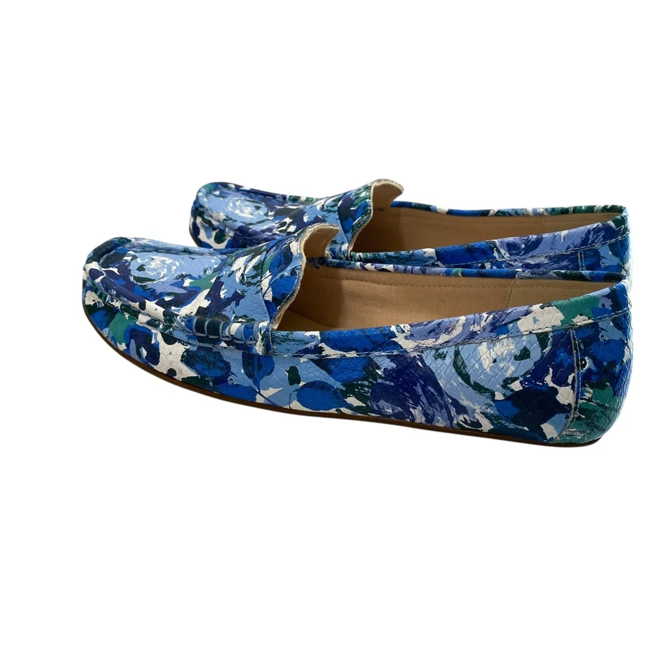 Женские мокасины Isaac Mizrahi синие с цветочным рисунком кожа апрельское вождение пенни комфорт 8 М - Изображение 4 из 4