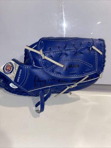 Denny McLain Signed Tiger Stadium Giveaway Blue Kid Glove 9 Inscriptions JSA COA - Picture 1 of 6