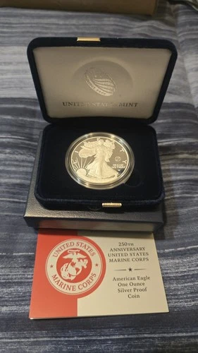 250th Anniversary US Marine Corps American Eagle One Ounce Silver Proof Coin