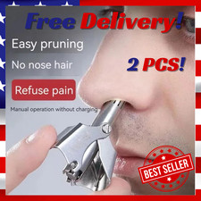 2PCS Manual Nose Hair Trimmer Clipper Stainless Steel Grooming Tool For Men 1 PC