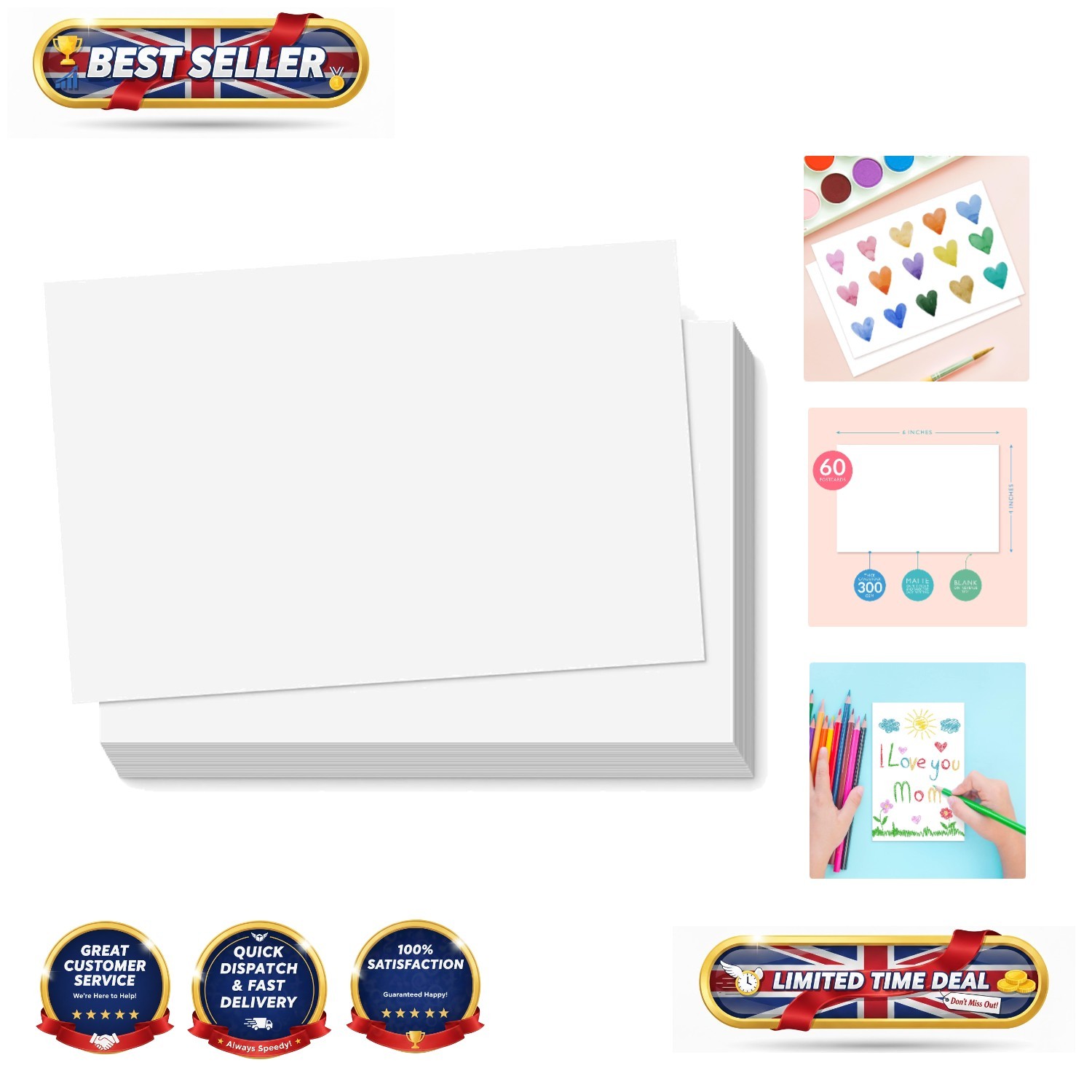 60 Blank 4x6” Postcard Cards - Printable Cardstock for Elegant Notes