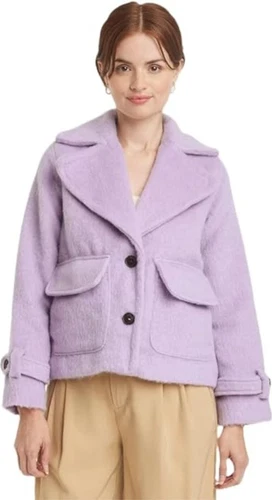 VETEMENTS Cappotto giacca utility lavanda donna A New Day misto lana trendy taglia small nuovo con etichette