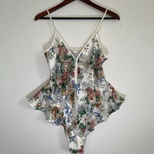Vintage Victoria  s Secret 90s Gold Label Floral Sheer Teddy Bodysuit Lingerie M