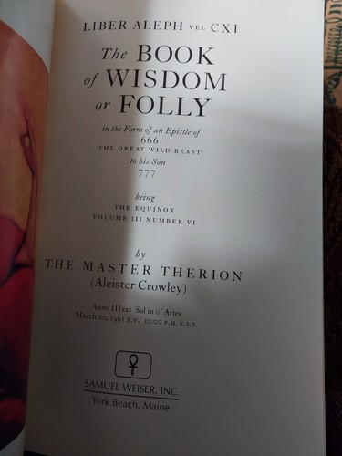 LIBER ALEPH vel CXI The Book Of Wisdom Or Folly 1991 Paperback Aleister Crowley - Picture 7 of 11
