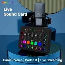 Live Sound Card F11 Streaming 5-Channel Mixer Card Studio for Game Voice Podcast