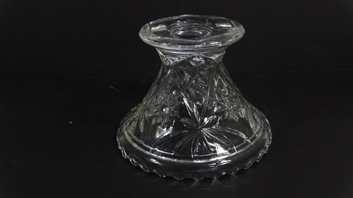 Vintage Clear Glass Pedestal Bowl Anchor Hocking Prescut Star of David Pattern - Picture 9 of 13