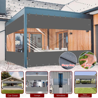 Outdoor Vinyl Curtain Clear PVC Curtains Waterproof Tarpaulin with Grommets