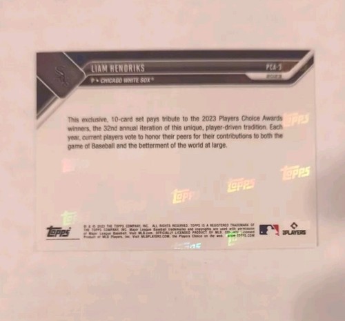 2023 MLB Topps JETZT Spieler Wahl PCA-3 Liam Hendriks, AL Comeback Player - Bild 2 von 2