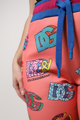 DOLCE & GABBANA Pants Pink Logo Monogram Jogger Sweatpants