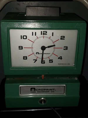 Acroprint 125NR4 Time Clock Recorder Manual Punch Card Clock No Key | eBay
