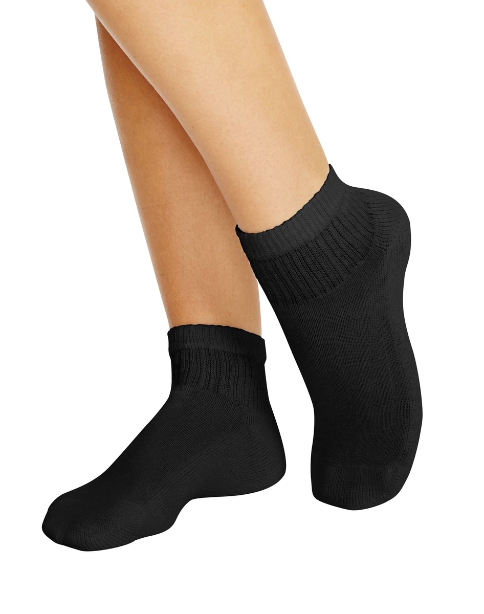 Women's Ankle Athletic Socks Pack of 10 Hanes Cushioned Black or