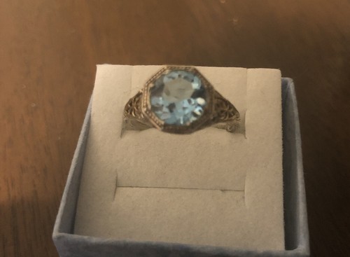 Natural Antique Blue Topaz Sterling Ring - Picture 4 of 8