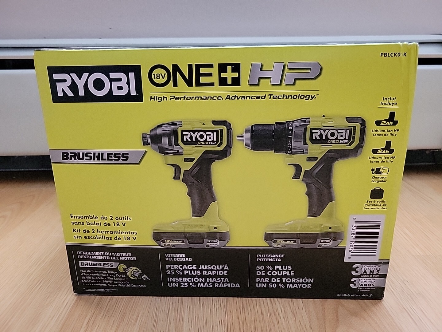 Ryobi 18V Cordless 1/2 in. Drill & Impact Driver (2) 2 AH Batteries PBLCK01K