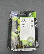 NEW Genuine HP 65 Black 2 Pack Ink Cartridges Sealed EXP 04/2020 OEM Deskjet