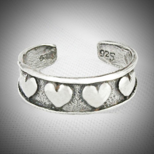 Quattro Cuori Punta Anello IN Massiccio 925 Argento Sterling - Nuovo - Made Il - Foto 1 di 4