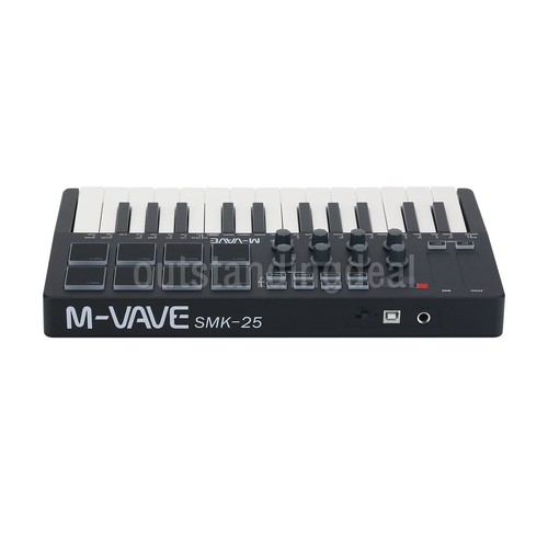M-VAVE SMK-25 Black 25 Key MIDI Keyboard Controller with RGB Backlit Drum Pads - Picture 5 of 8
