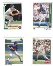 1989 1990 1991 1992 UPPPER DECK GREG MADDUX 4 CARDS SHARP CORNERS/EDGES CLEAN