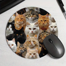 Multi Cat Round Mouse Pad Vivid Kitten Image For Young and Seasoned Cat Lovers