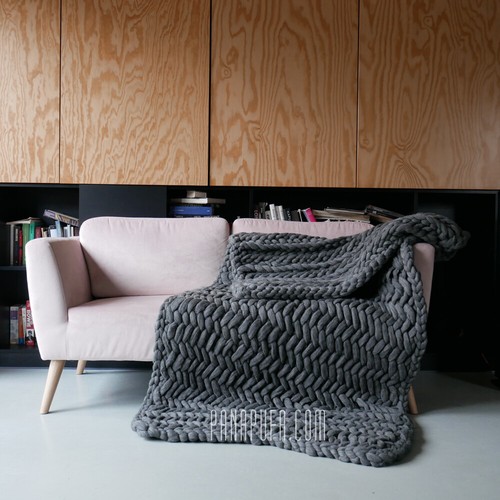 Scandinavian Chunky Blanket Merino Knit throw Wool Knitted Throw Arm Knitted - Picture 9 of 11