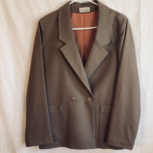 VTG Images Women's Pleated Skirt Suit 100% Pure New Wool Brown Sz 12 UK Blazer - Picture 7 of 16