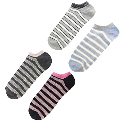 DAMEN SOCKEN SET NIEDRIGER KRAGEN BAUMWOLLE GEMUSTERT STREIFEN MIX GR. 35-40 