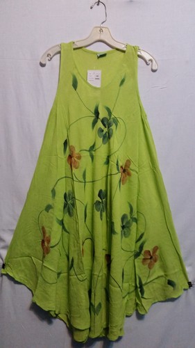 Women Clothing Sundress Summer Beach Sun Dress Lime Green Blue Free Size - Picture 3 of 7