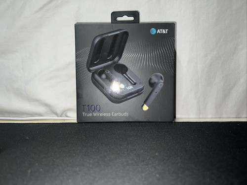 AT&T T100-BLK True Wireless Earbuds with Wireless Charging Case