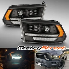 BLACK LUXX-SERIEES LED DRL SEQUENTIAL PROJECTOR HEADLIGHTS LH/RH FOR 09-18 RAM