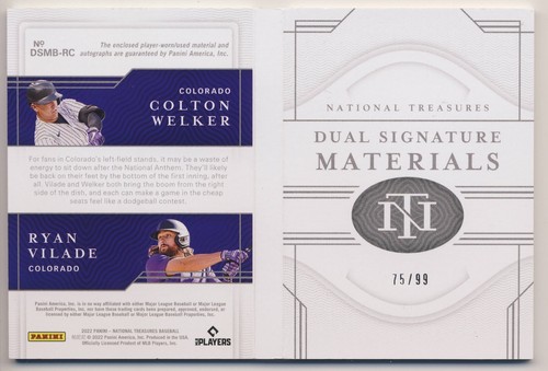 2022 National Treasures Auto Dual Relic Booklet Colton Welker Ryan Vilade RC /99 - Picture 2 of 4