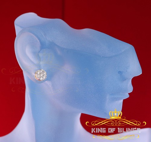 10K Real Yellow Gold with 0.75CT Real Diamond Men's/Women's Stud Round Earrings - Picture 4 of 12
