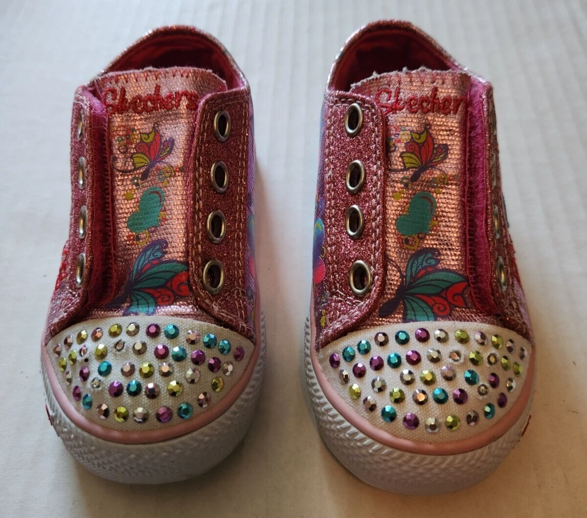 Twinkle Toes Light Up Flirty Flutters Sneakers by Sketchers Girls size 6 New