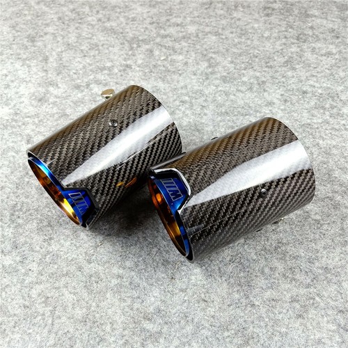 4PC FOR 2015-2019 BMW F80 M3 F82 M4 CARBON FIBER STAINLESS EXHAUST TIPS 70MM - Bild 8 von 16