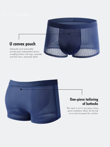 Boxer uomo 4 pezzi/lotto fibra di bambù mutandina slip taglie forti pantaloncini traspiranti - Foto 8 di 24