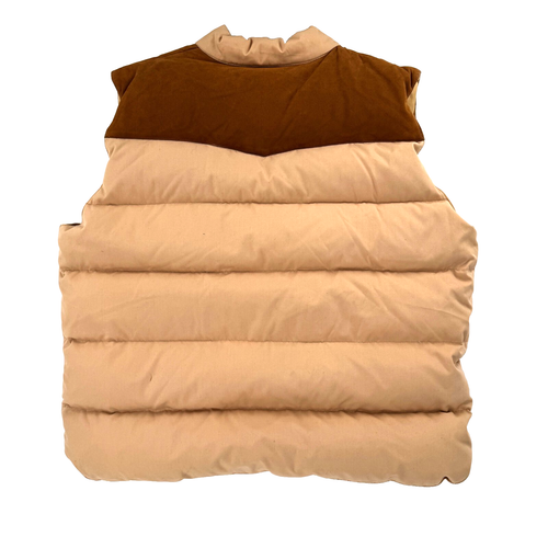 Red Lodge Goose Down Puffer Vest Men’s XL Tan Faux Leather Zip Quilted Western - Picture 2 of 7