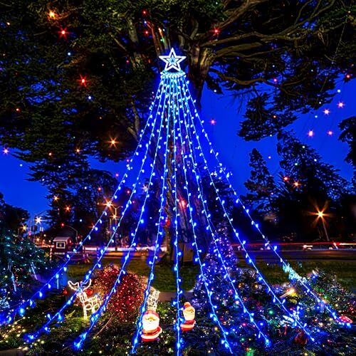 Christmas Lights Outdoor, 12.6FT 350 LED Waterfall Lights Christmas Blue - Picture 2 of 7