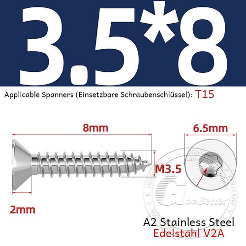 Viti per truciolare acciaio inox Torx Ø 2-6 mm viti per legno filettatura completa A2 VA V2A - Foto 41 di 83